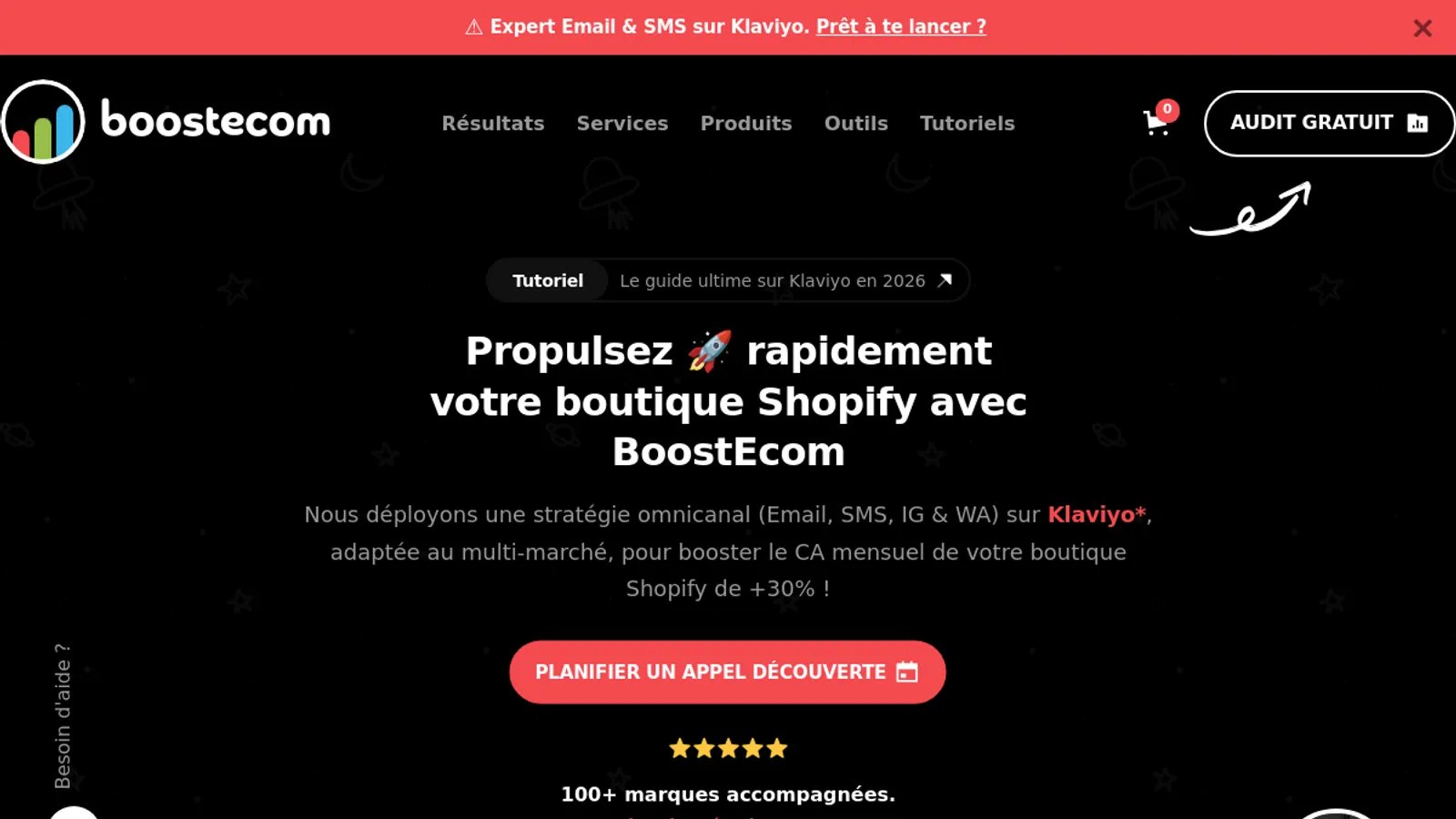 Screenshot of the BoostEcom Agency homepage