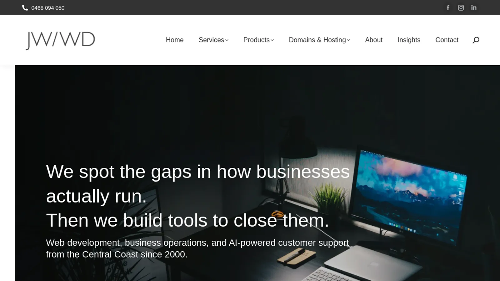 Screenshot of the JWWD homepage