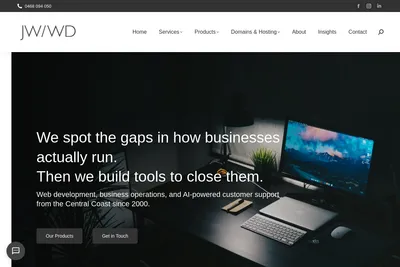 Screenshot of the JWWD homepage