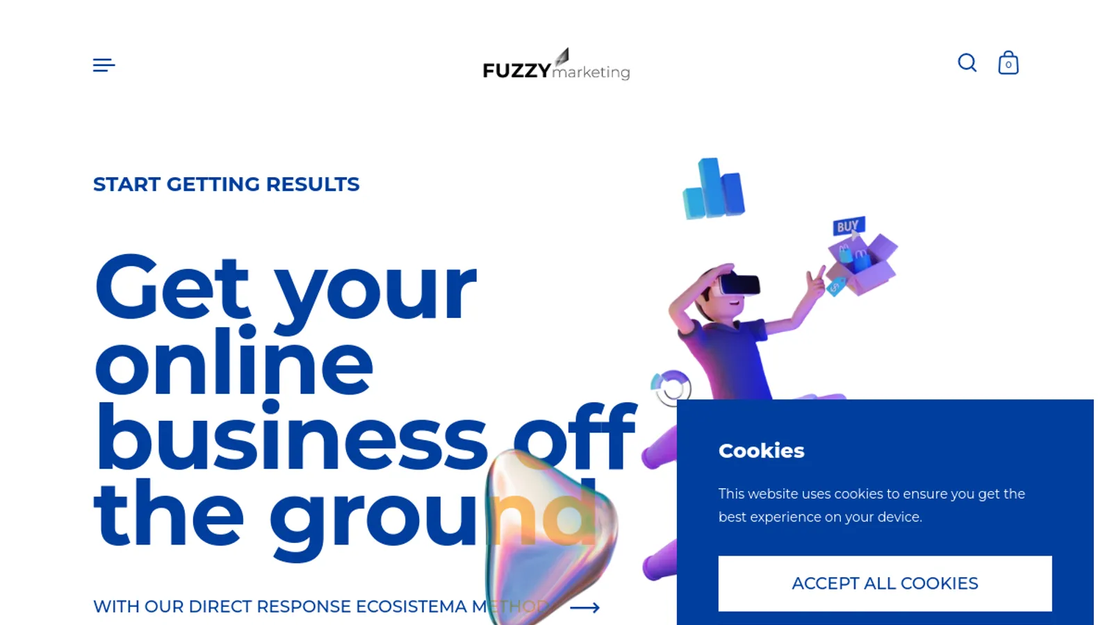 Screenshot of the Fuzzy Marketing homepage