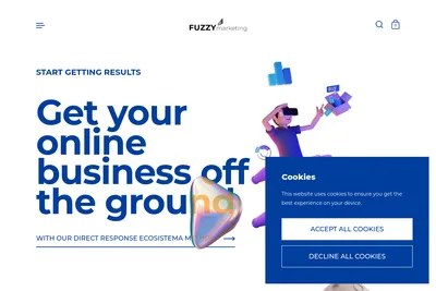 Screenshot of the Fuzzy Marketing homepage