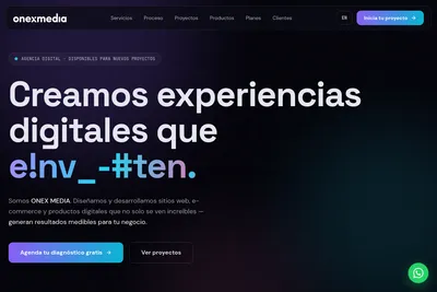 Screenshot of the Onex Media homepage