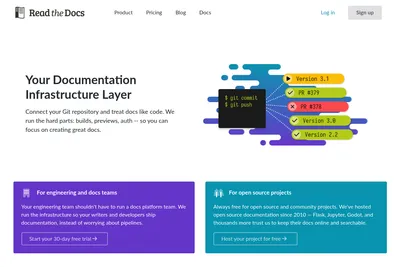 Screenshot of the Read the Docs homepage