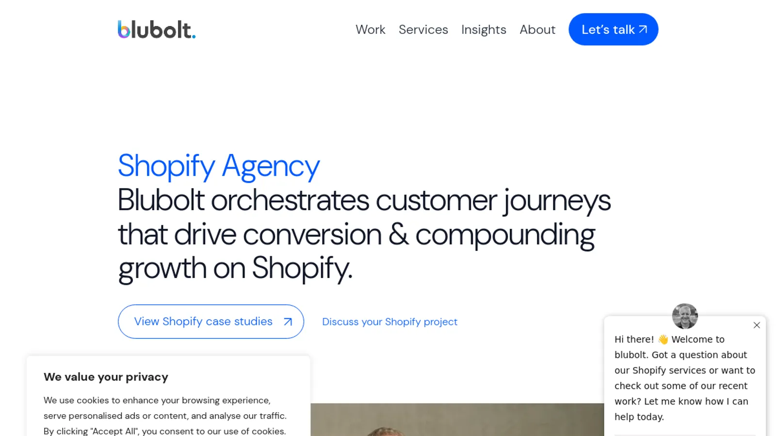 Screenshot of the blubolt homepage