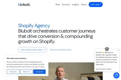 Screenshot of the blubolt homepage