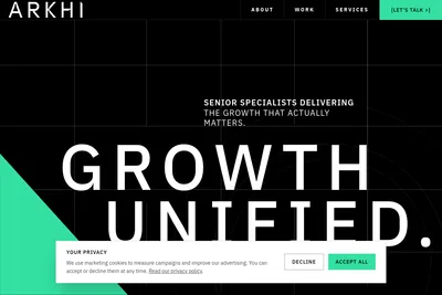 Screenshot of the Arkhi homepage