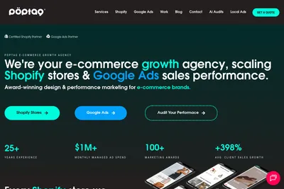 Screenshot of the POPTAG AGENCY homepage