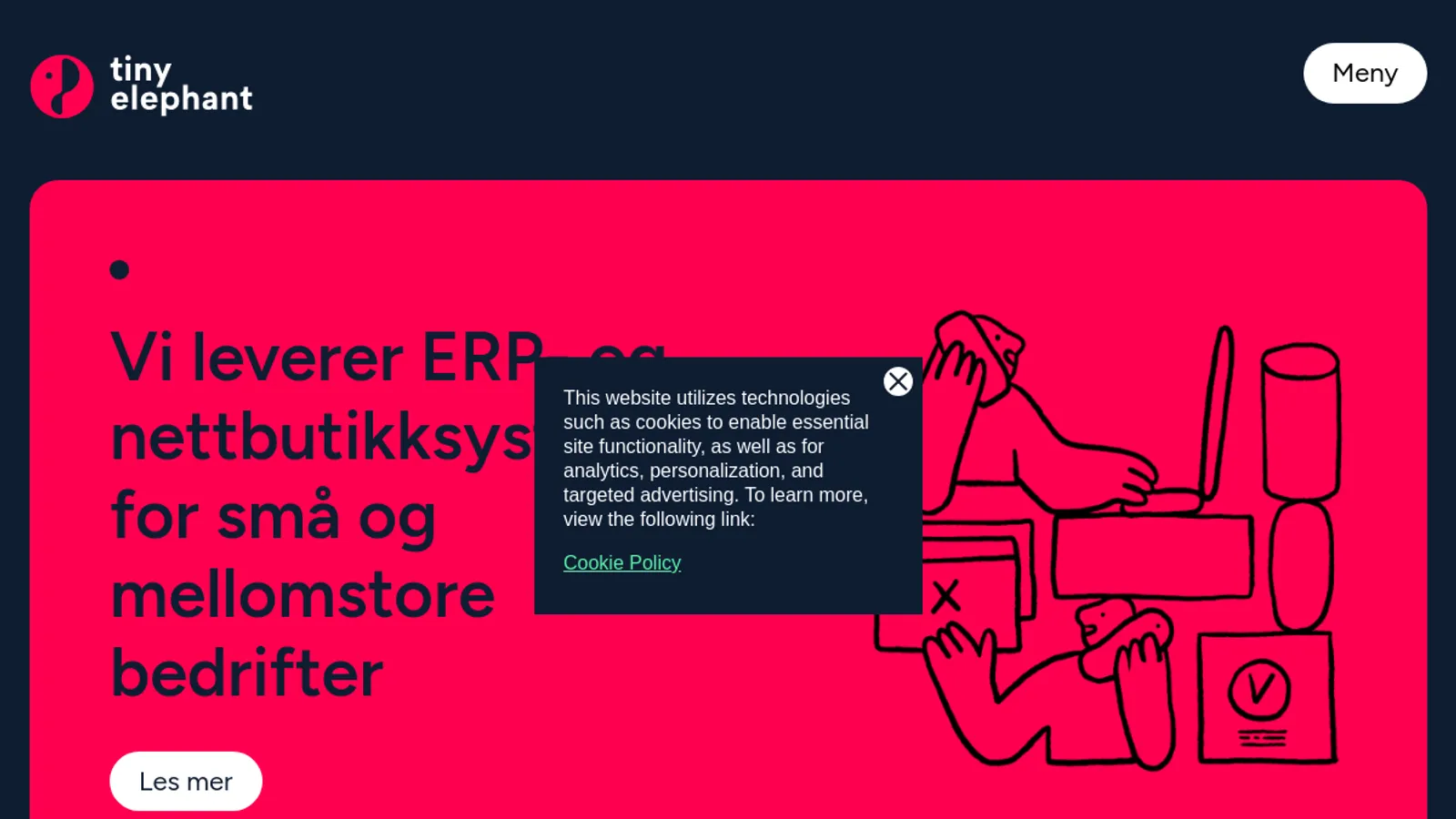 Screenshot of the Tiny Elephant AS homepage