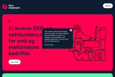 Screenshot of the Tiny Elephant AS homepage