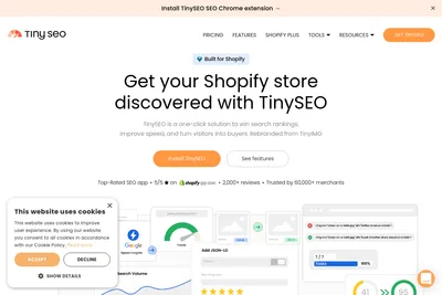 Screenshot of the TinyIMG homepage