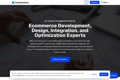 Screenshot of the IntuitSolutions homepage