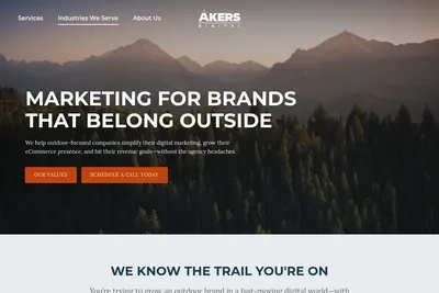 Screenshot of the Akers Digital homepage