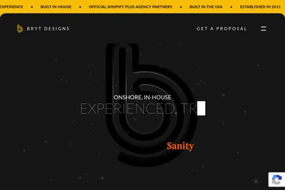 Screenshot of the Bryt Designs homepage