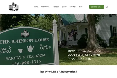 Johnson House Bakery and Tea Room website homepage