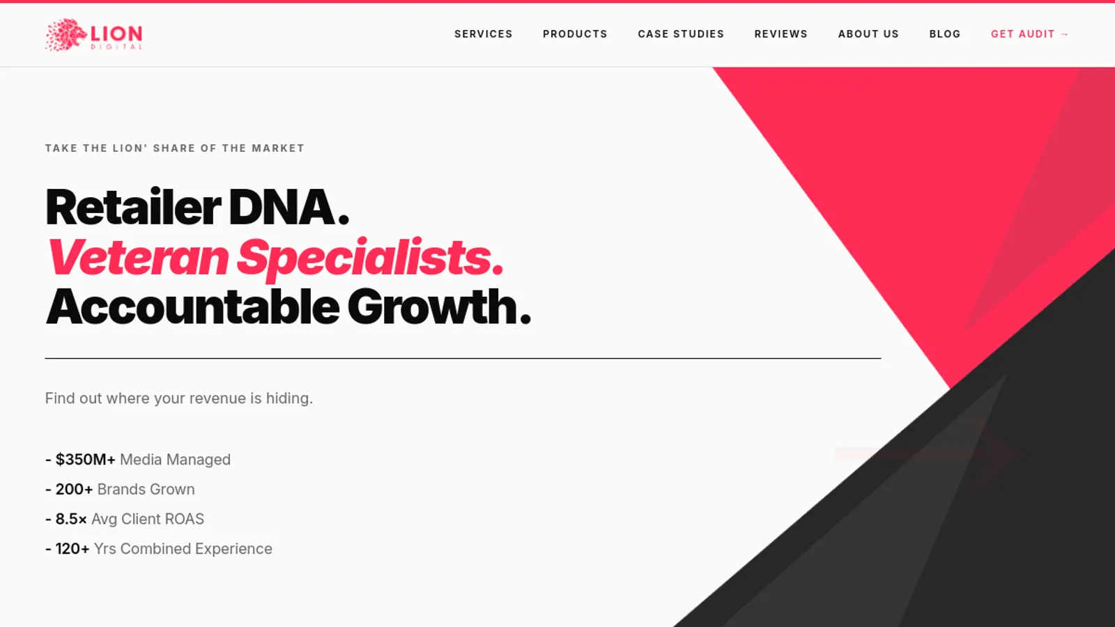 Screenshot of the LION Digital homepage