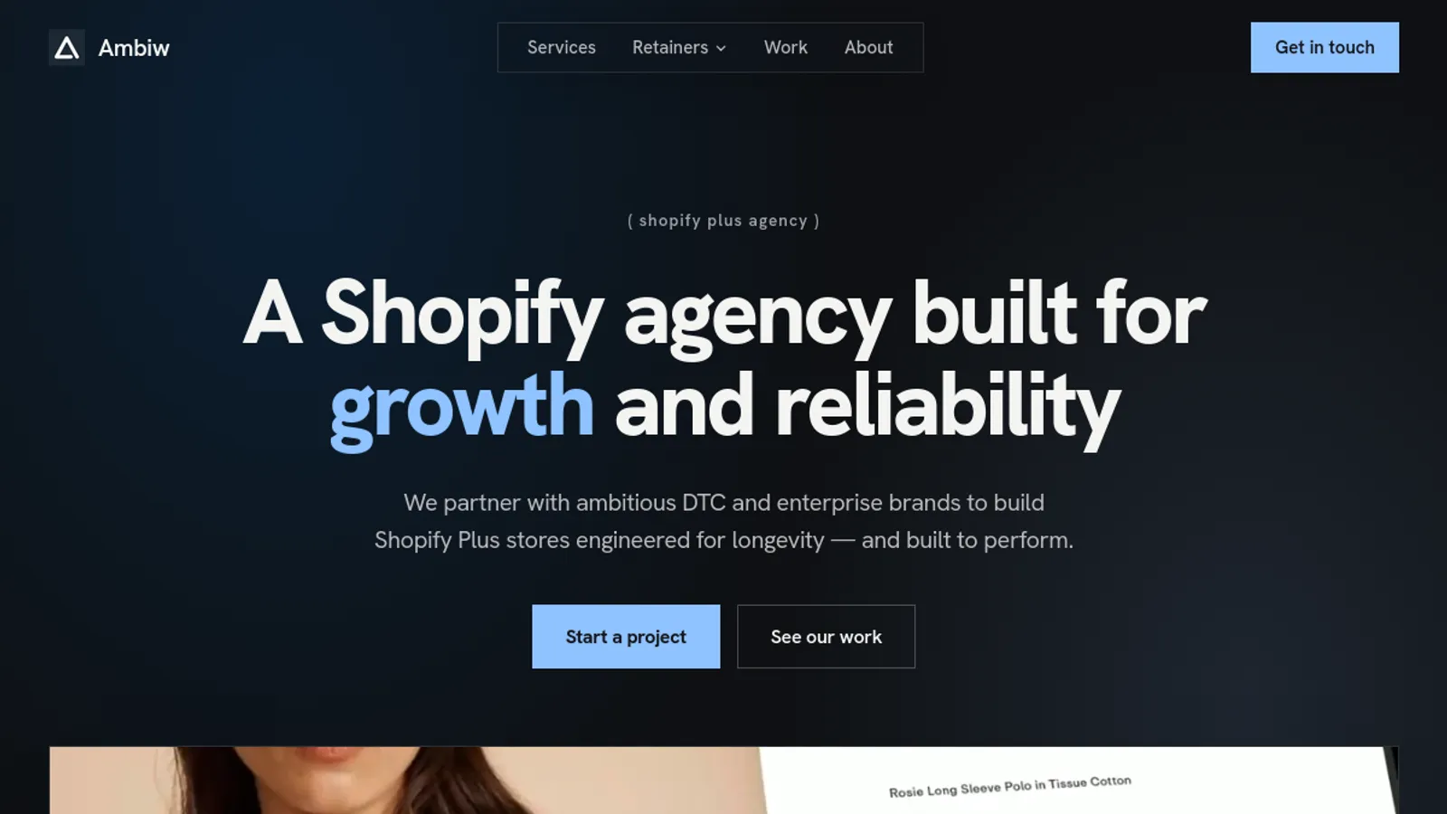 Screenshot of the Ambiw homepage