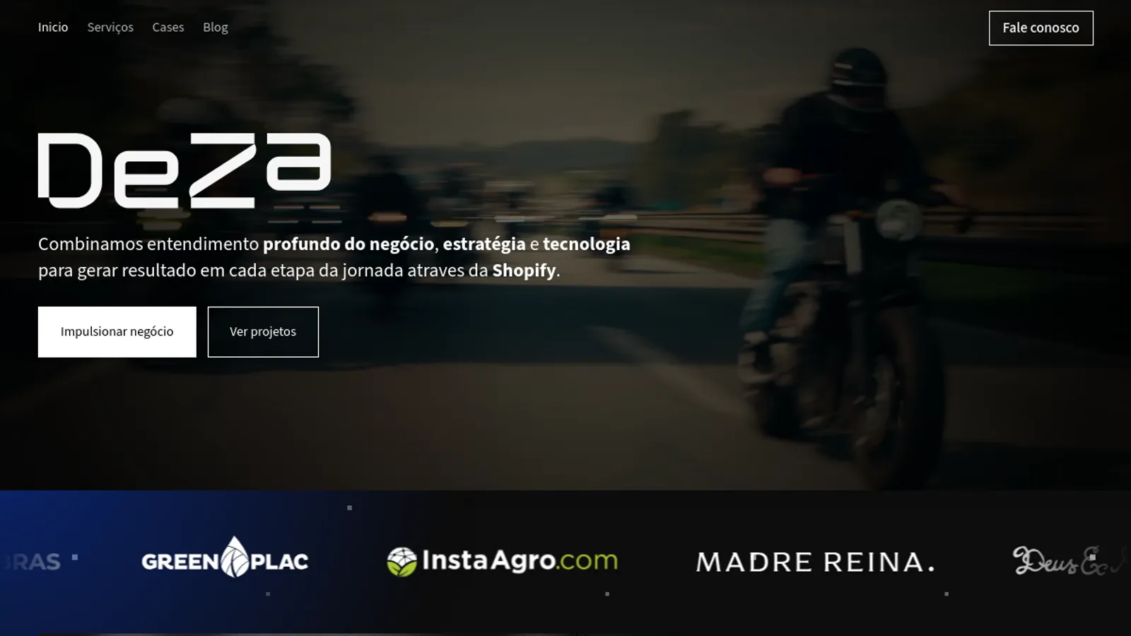 Screenshot of the Agência Deza homepage