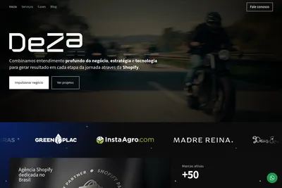 Screenshot of the Agência Deza homepage
