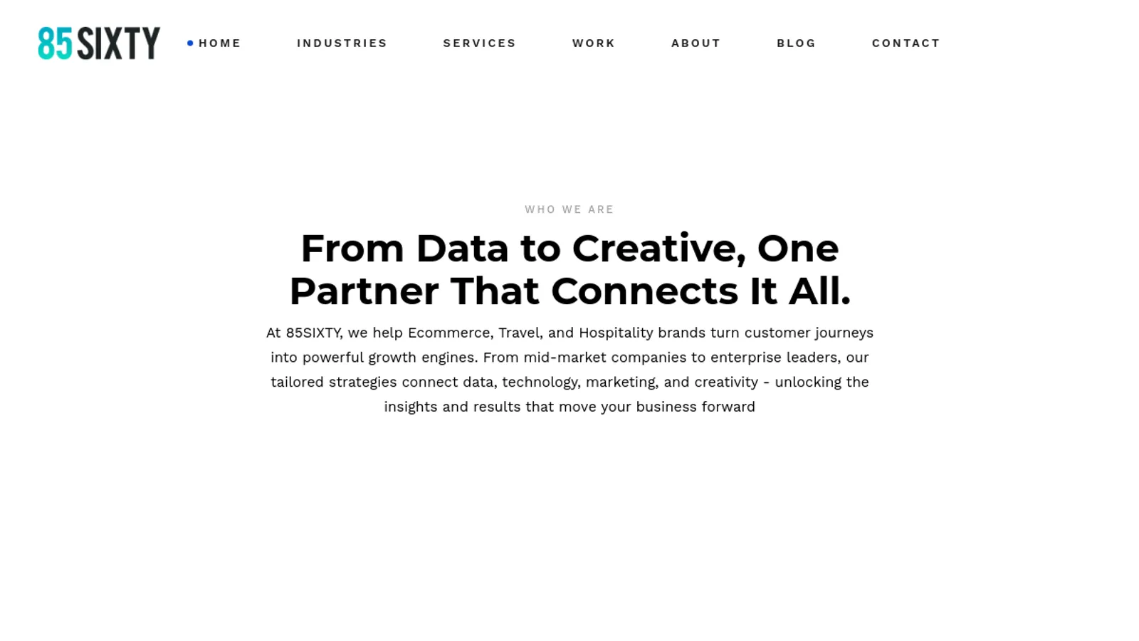 Screenshot of the 85SIXTY homepage