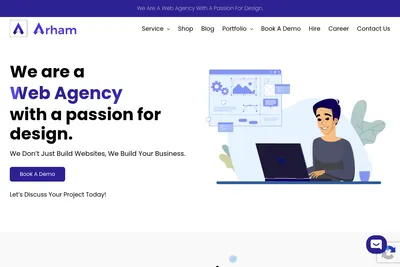 Screenshot of the Arham Web Works homepage