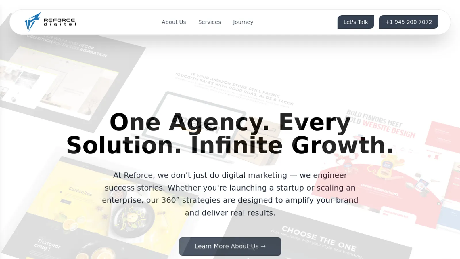 Screenshot of the Reforce Digital homepage