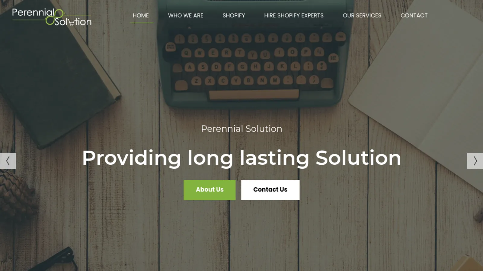 Screenshot of the Perennial Solution homepage