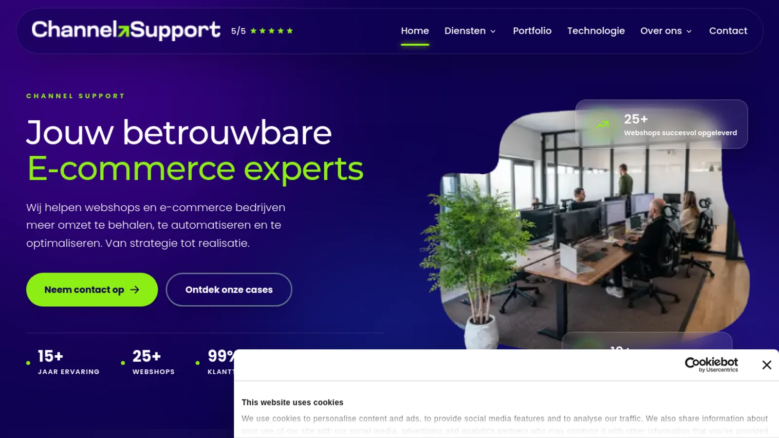 Screenshot of the Channel support BV homepage