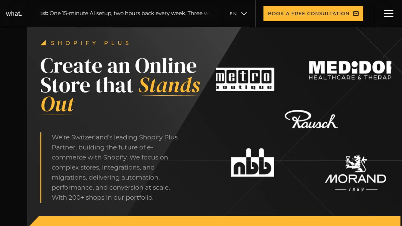 Screenshot of the what. AG | 296115 homepage