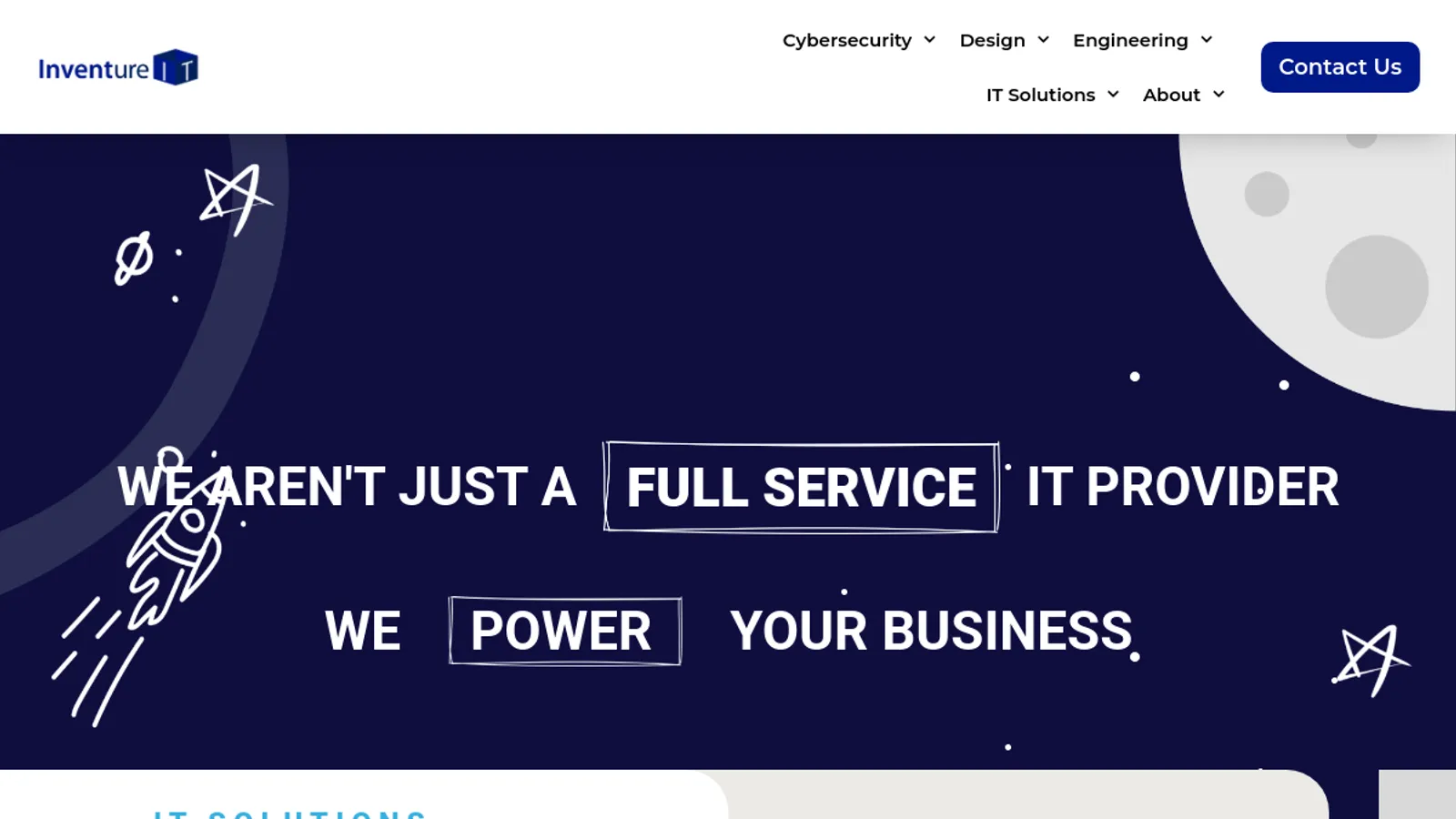 Screenshot of the Inventure IT homepage
