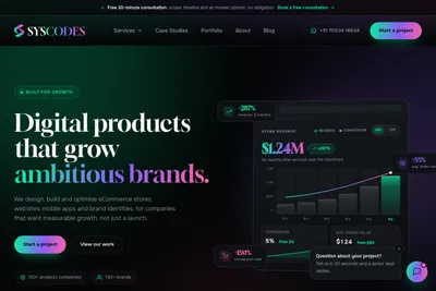 Screenshot of the Syscodes homepage