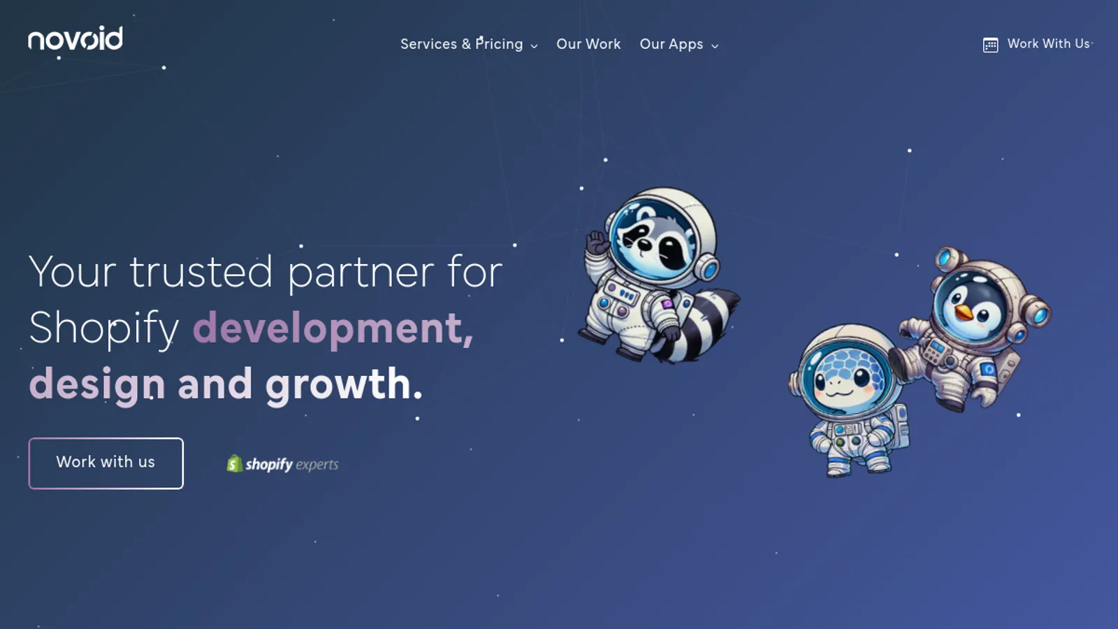 Screenshot of the Novoid homepage
