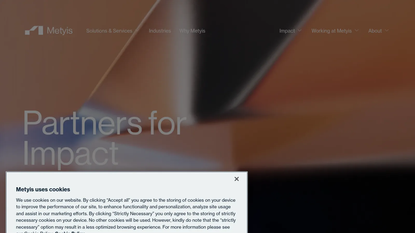 Screenshot of the Metyis B.V homepage