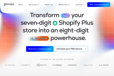 Screenshot of the Gloross homepage