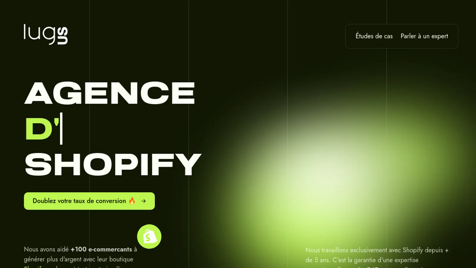 Screenshot of the Lugus homepage
