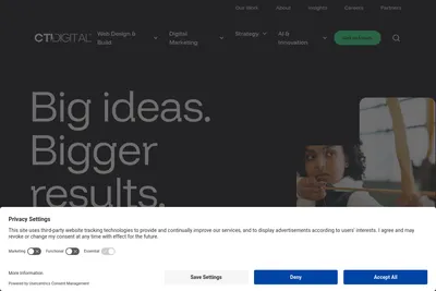 Screenshot of the CTI Digital homepage