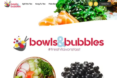 Bowls and Bubbles website homepage