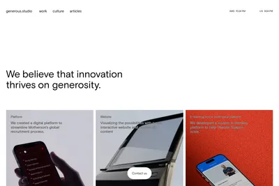 Screenshot of the Generous homepage