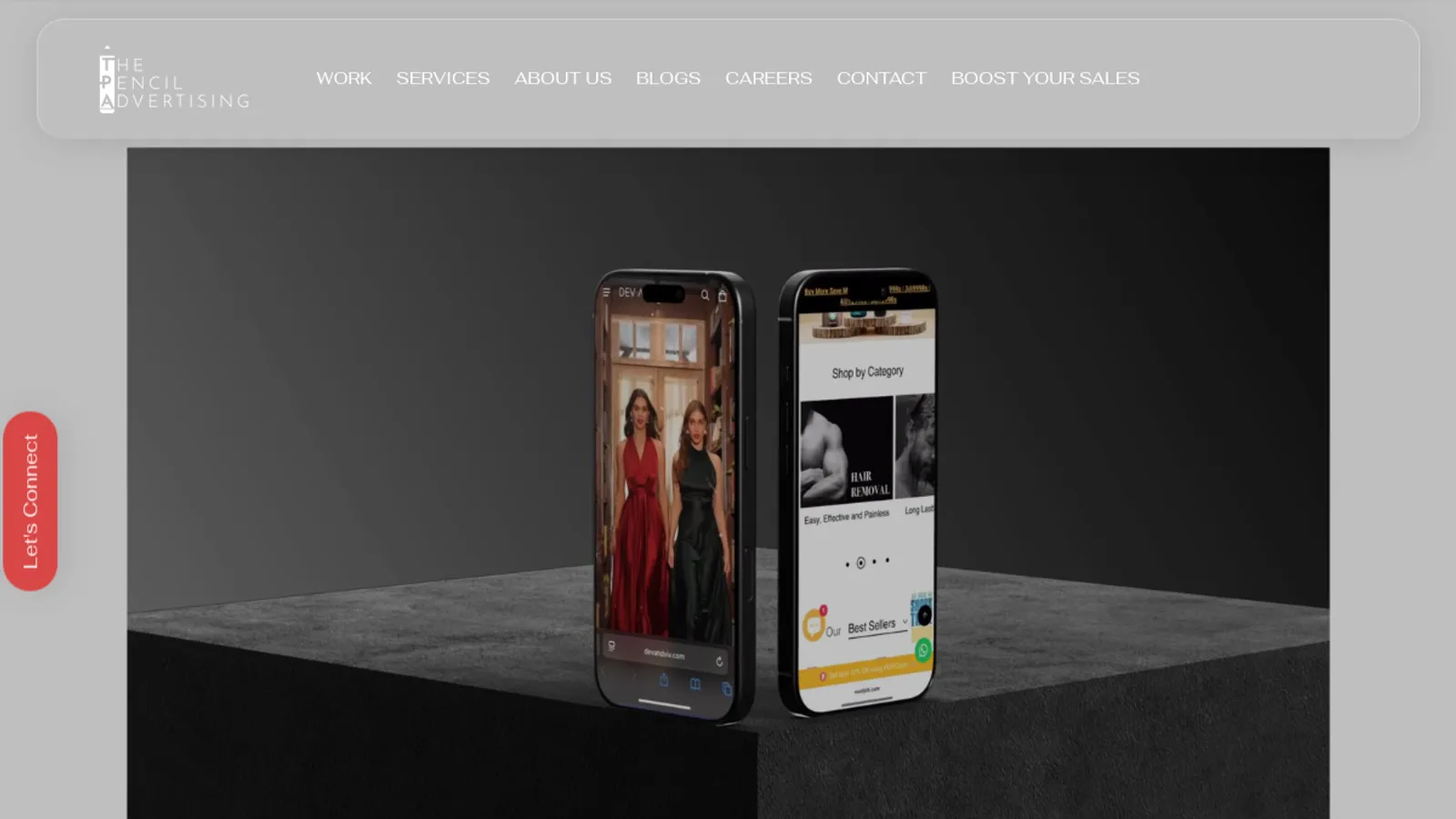 Screenshot of the The Pencil Advertising homepage