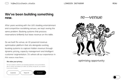 Screenshot of the Multivitamin Studio homepage