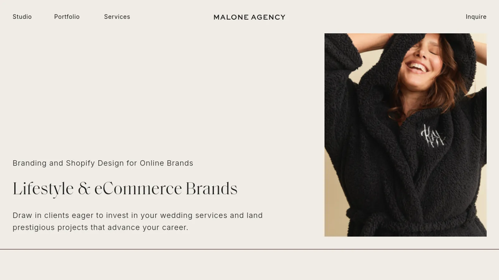Screenshot of the Malone Agency homepage