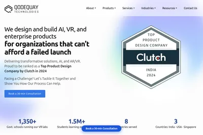 Screenshot of the Qodequay homepage