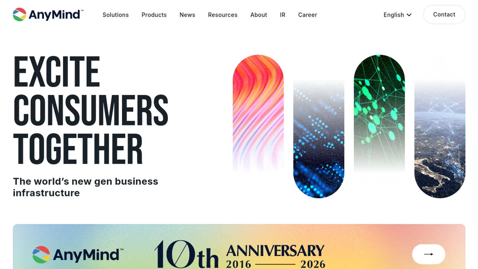 Screenshot of the AnyMind homepage