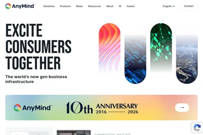 Screenshot of the AnyMind homepage