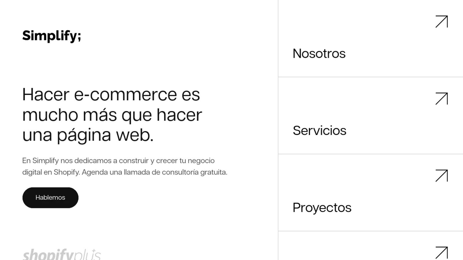 Screenshot of the Simplify E-commerce homepage