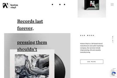 Screenshot of the HOXTON VINYL homepage