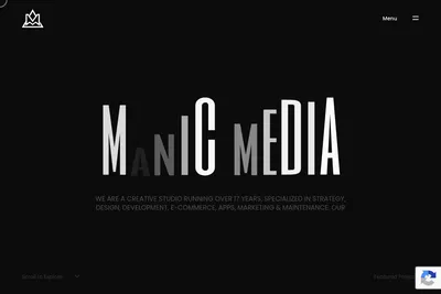 Screenshot of the Manic Media homepage