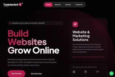 Screenshot of the Tuetotechni -Web development Expert In Jaipur homepage