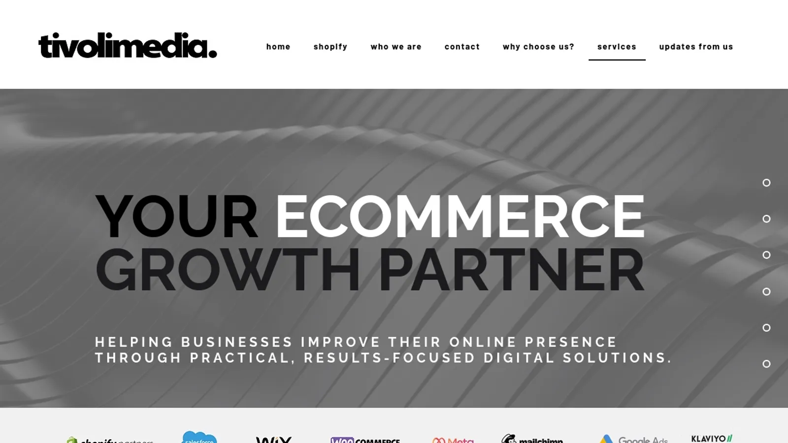 Screenshot of the Tivoli Media homepage
