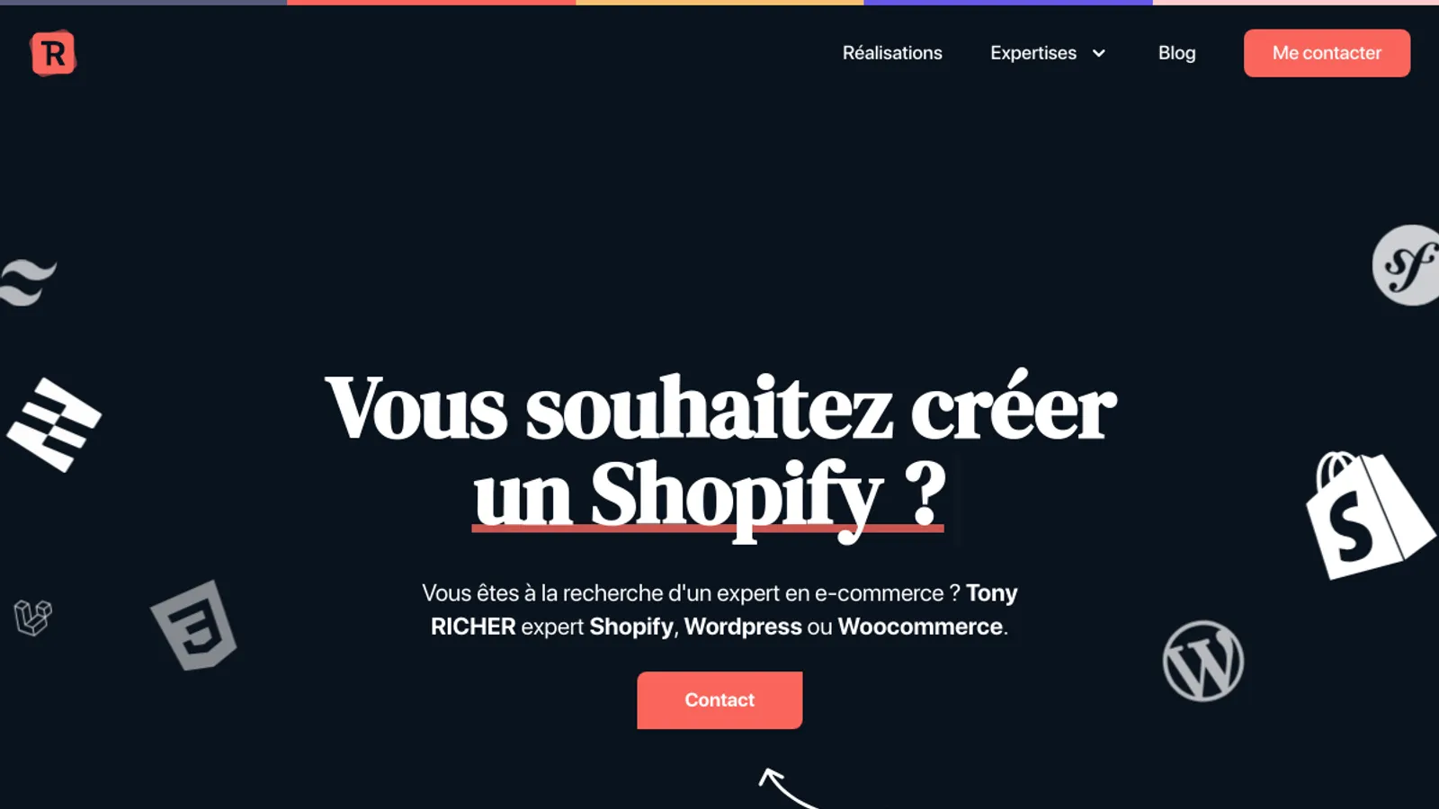 Screenshot of the Tony RICHER homepage