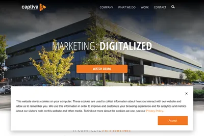 Screenshot of the Captiva Marketing homepage